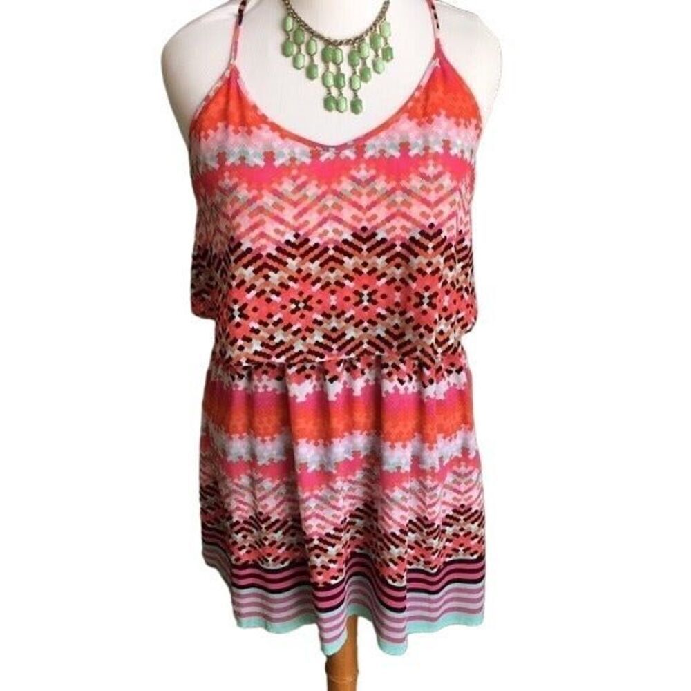 Takara fun Aztec pink and turquoise print dress- size m